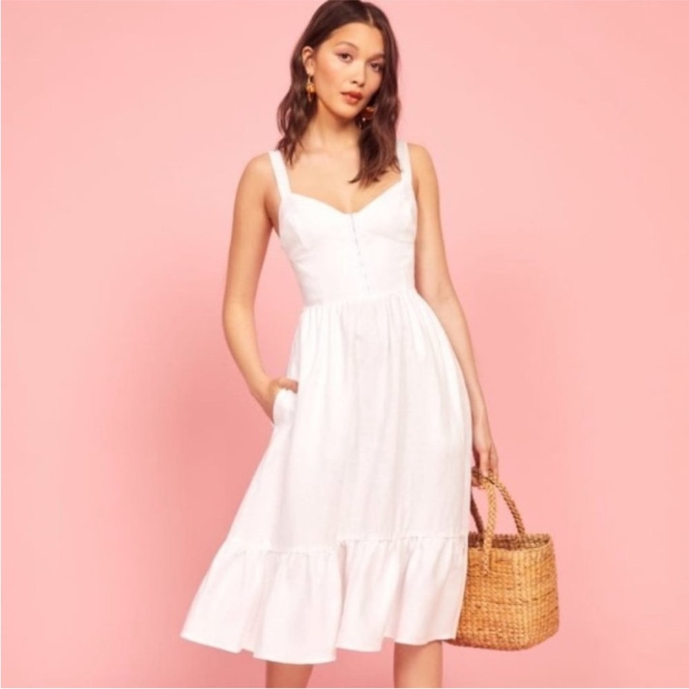 Reformation White Midi Sundress